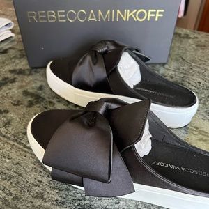Rebecca Minkoff LIKE NEW VEVA Black Satin mule sneakers size: 7.5.